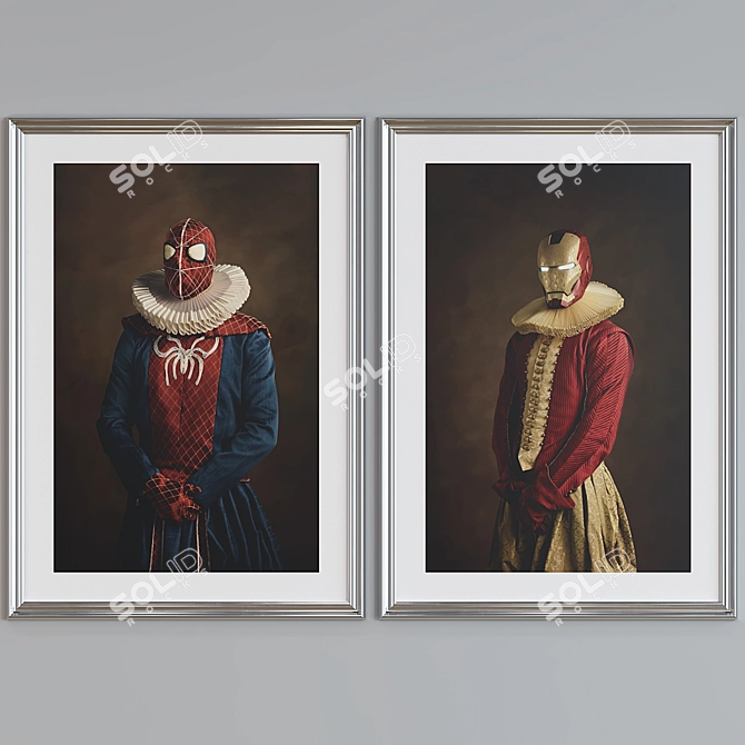 Superhero Portrait Picture Frame Set 3D model image 5