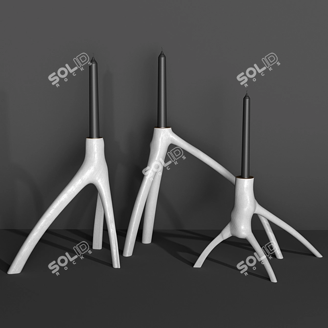 Scandi Decor Candle Holder Set 3D model image 2