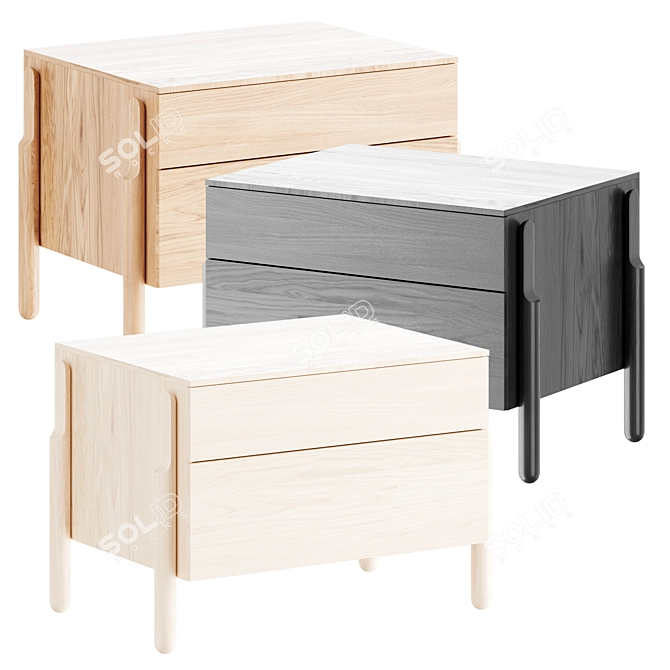 ASH Bedside Table with 4 Drawers 3D model image 2