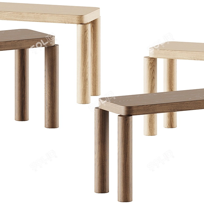 Sleek Offset Bench Designer Seating 3D model image 2