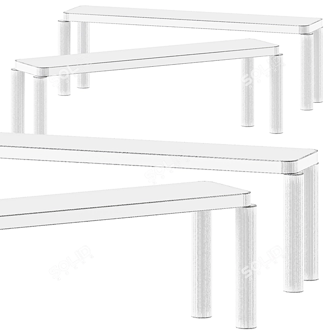 Sleek Offset Bench Designer Seating 3D model image 3