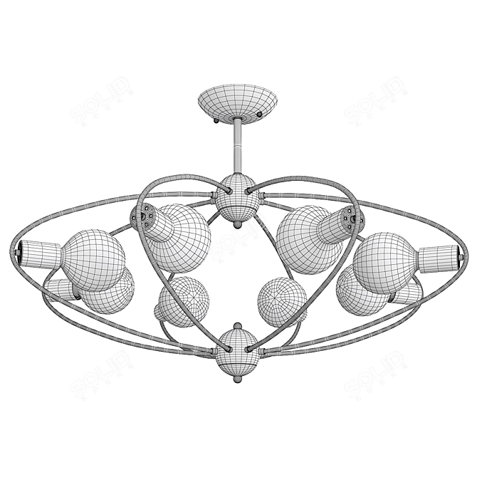 Sleek Modern Glass Chandelier 3D model image 2