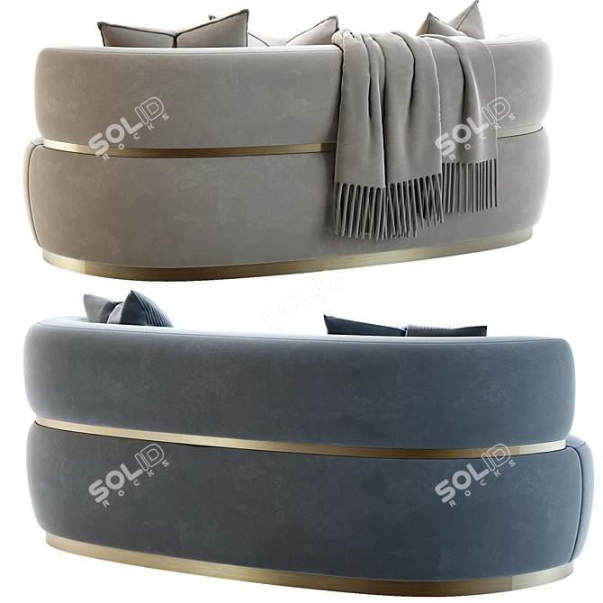 Luxury Kahlo Sofa, Crafted Elegance 3D model image 2