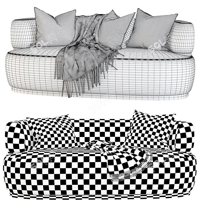 Luxury Kahlo Sofa, Crafted Elegance 3D model image 3