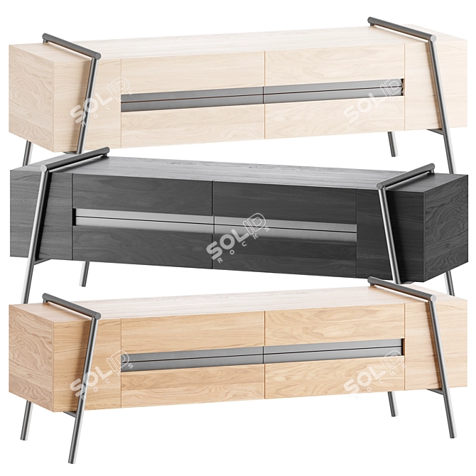 DUOO Nightstand Cabinet in Dark Oak 3D model image 2