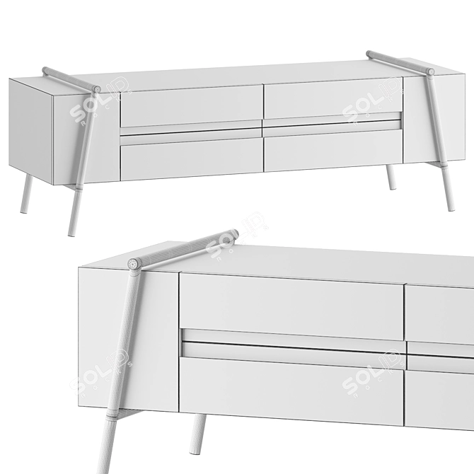 DUOO Nightstand Cabinet in Dark Oak 3D model image 3