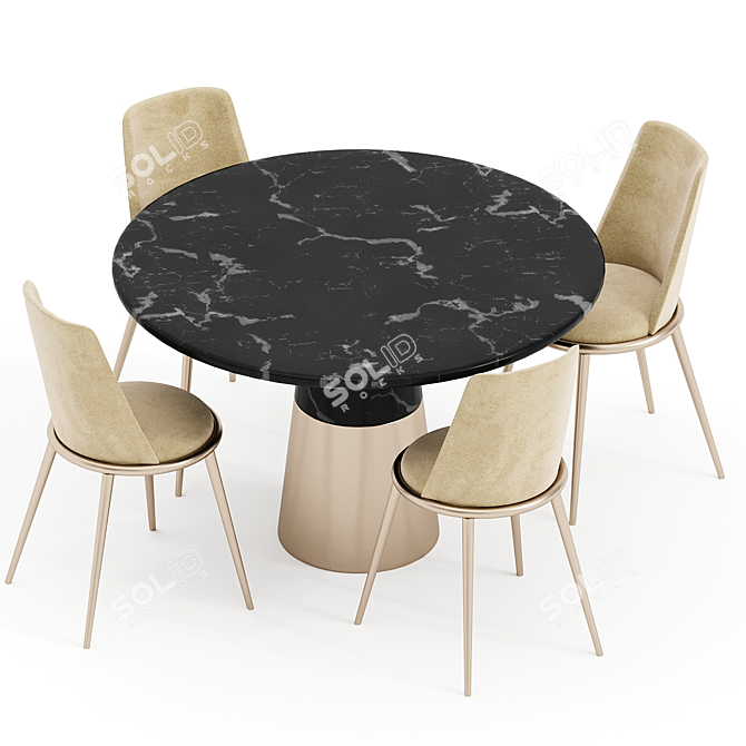 Modern Upholstered Aurora Table Chair 3D model image 3