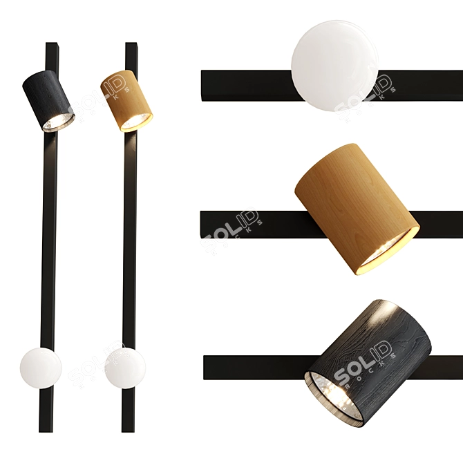 Nevada Modern Metal Glass Wood Pendant 3D model image 1