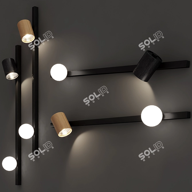 Nevada Modern Metal Glass Wood Pendant 3D model image 2