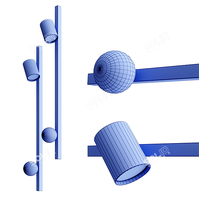 Nevada Modern Metal Glass Wood Pendant 3D model image 3