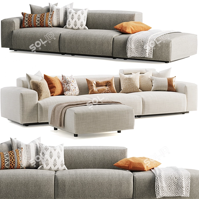 Vitra Soft Modular Three-Seater Platform 3D model image 1