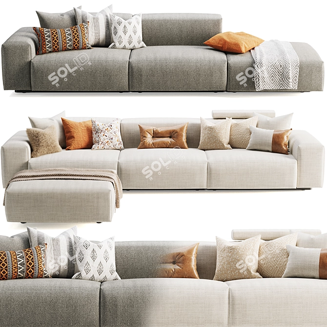 Vitra Soft Modular Three-Seater Platform 3D model image 3