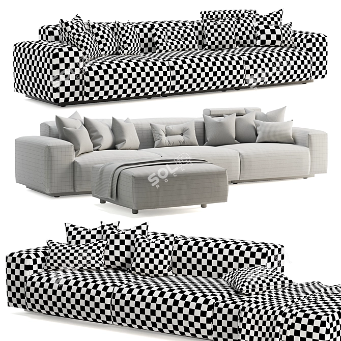 Vitra Soft Modular Three-Seater Platform 3D model image 6