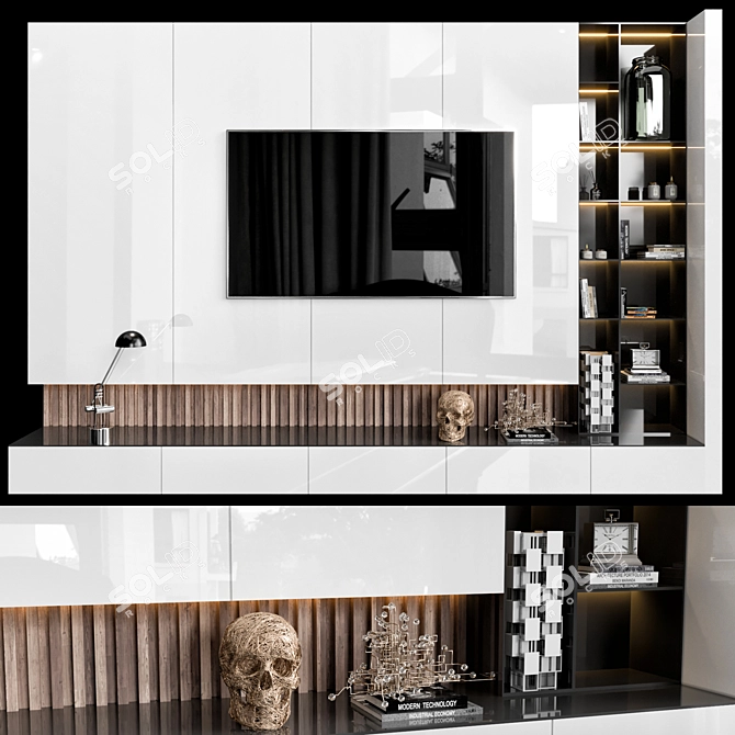 Modern TV Wall Design Kit 3D model image 1