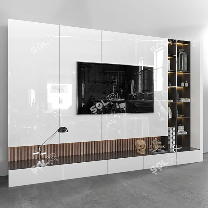 Modern TV Wall Design Kit 3D model image 2