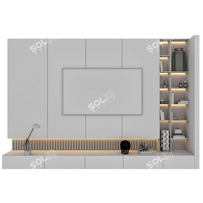 Modern TV Wall Design Kit 3D model image 5