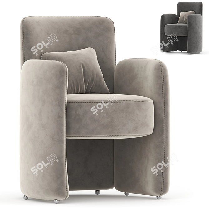 Contemporary Dining Chair Set 3D Model 3D model image 1