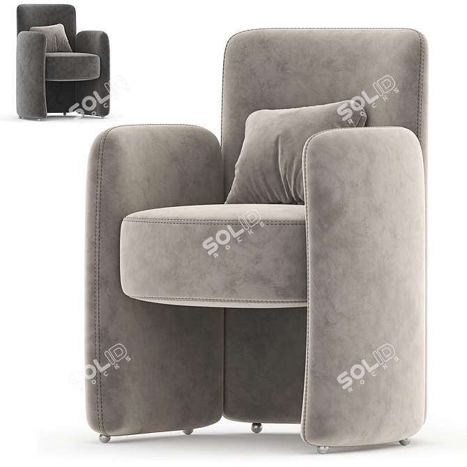 Contemporary Dining Chair Set 3D Model 3D model image 2