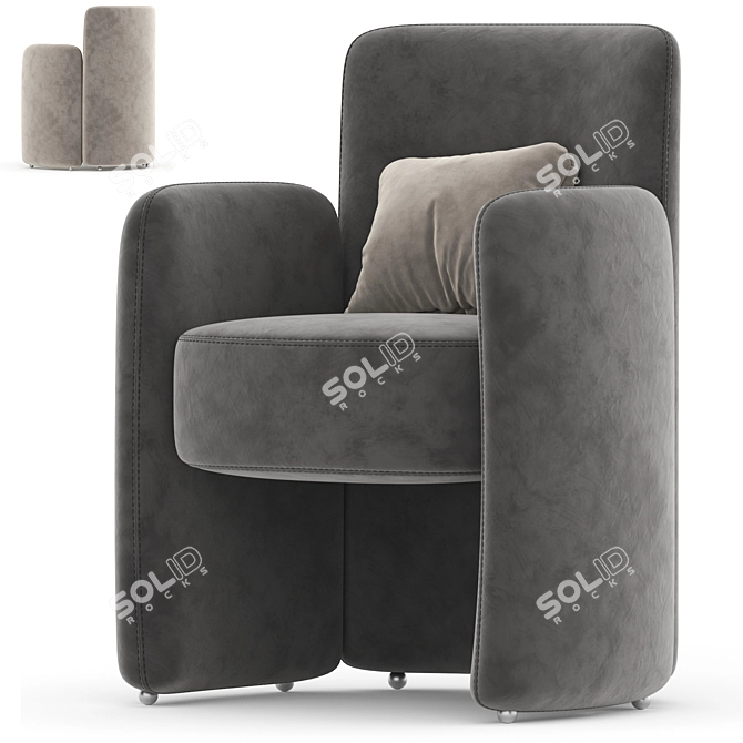 Contemporary Dining Chair Set 3D Model 3D model image 4