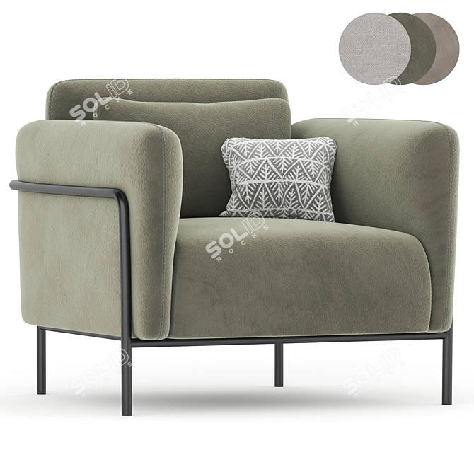 Luxury Velvet Alistair Armchair 3D model image 2