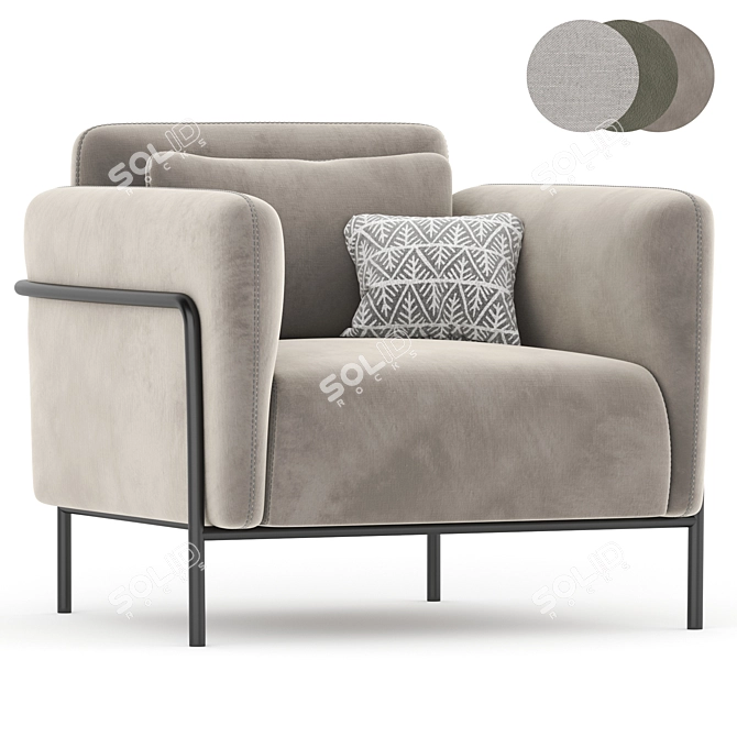 Luxury Velvet Alistair Armchair 3D model image 3