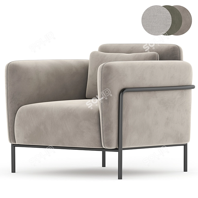 Luxury Velvet Alistair Armchair 3D model image 4