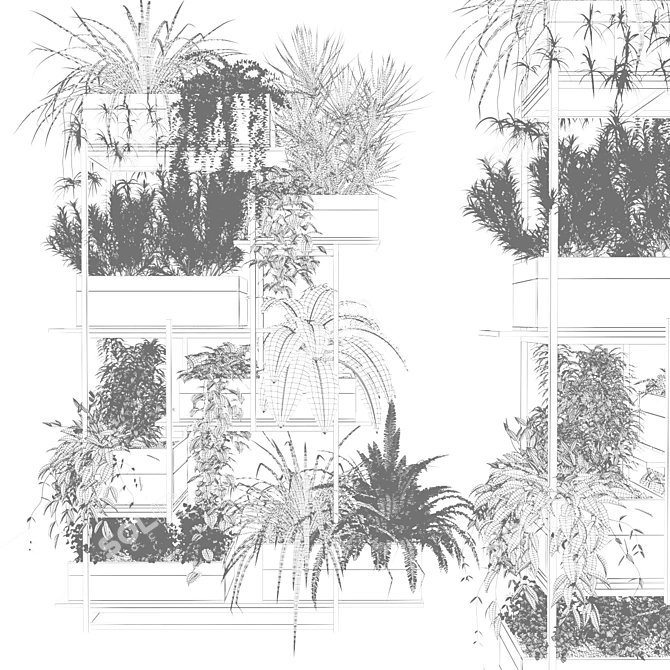 Metal Plant Stand with Wooden Boxes 3D model image 3