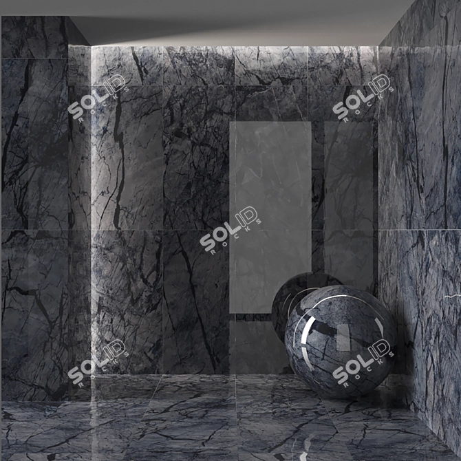 Glossy Dark Nero Tile Collection 3D model image 2