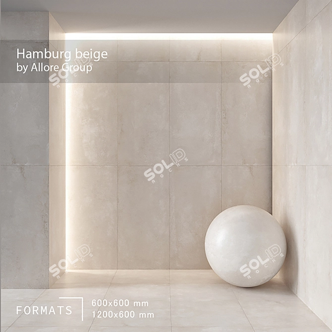 Hamburg Beige Concrete Floor Tile 3D model image 1