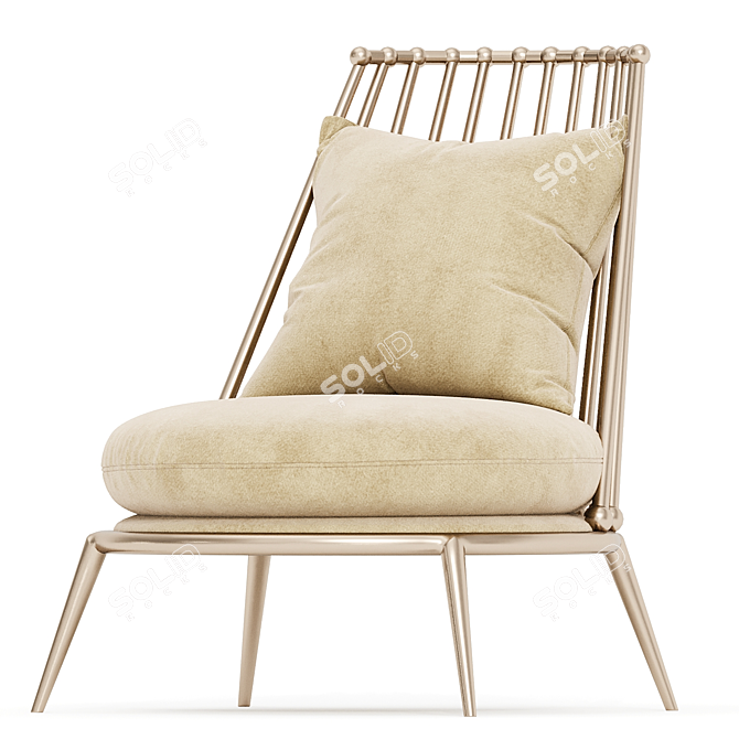 Elegant Aurora Iron Back Armchair 3D model image 2