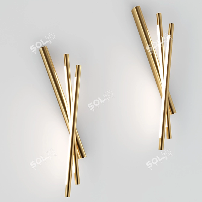 Elegant Brass LED Wall Light 3D model image 1