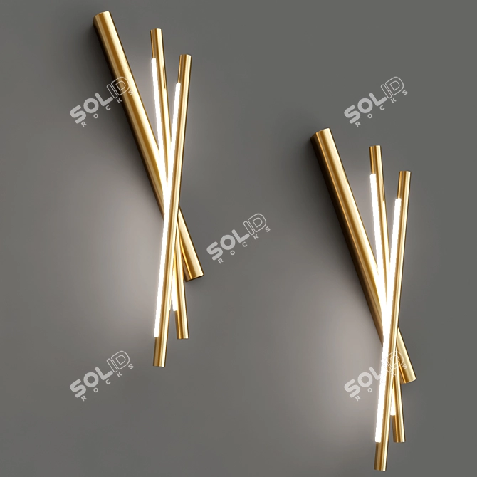 Elegant Brass LED Wall Light 3D model image 2