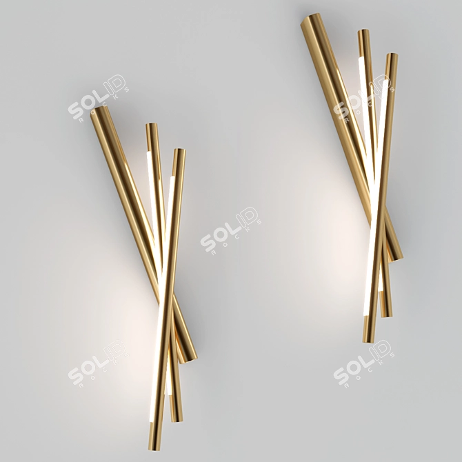 Elegant Brass LED Wall Light 3D model image 5