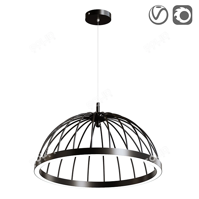 Modern LED Black Ceiling Light 3D model image 1