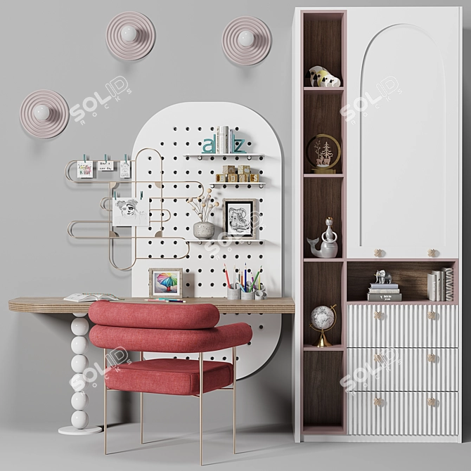 Teenager's Room Furniture Set 3D model image 1