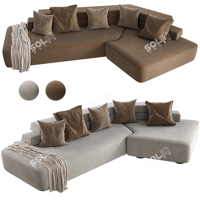 Contemporary 3D Rift L Sofa 3D model image 1