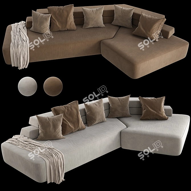 Contemporary 3D Rift L Sofa 3D model image 2