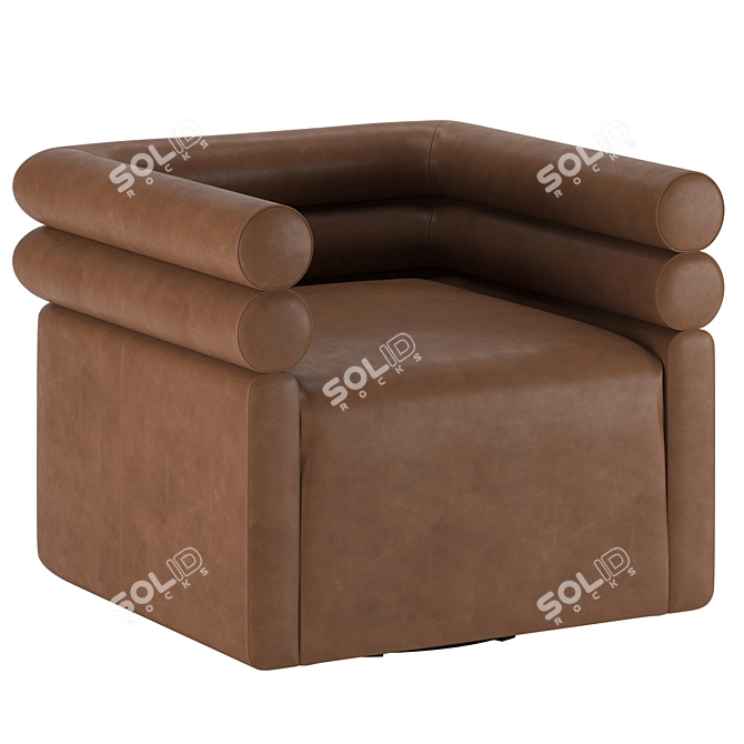 Modern Leather Swivel Accent Chair 3D model image 1