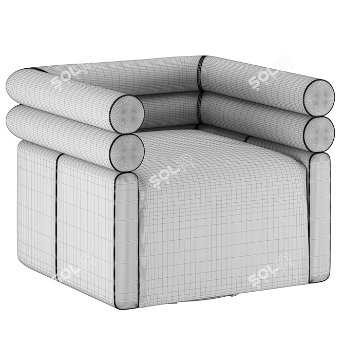 Modern Leather Swivel Accent Chair 3D model image 3