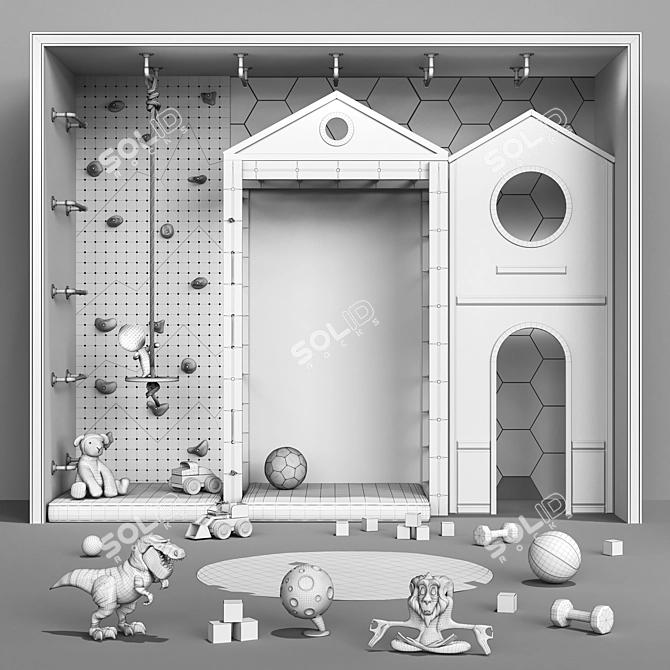 Kids Room Furniture Toys Set 3D model image 5