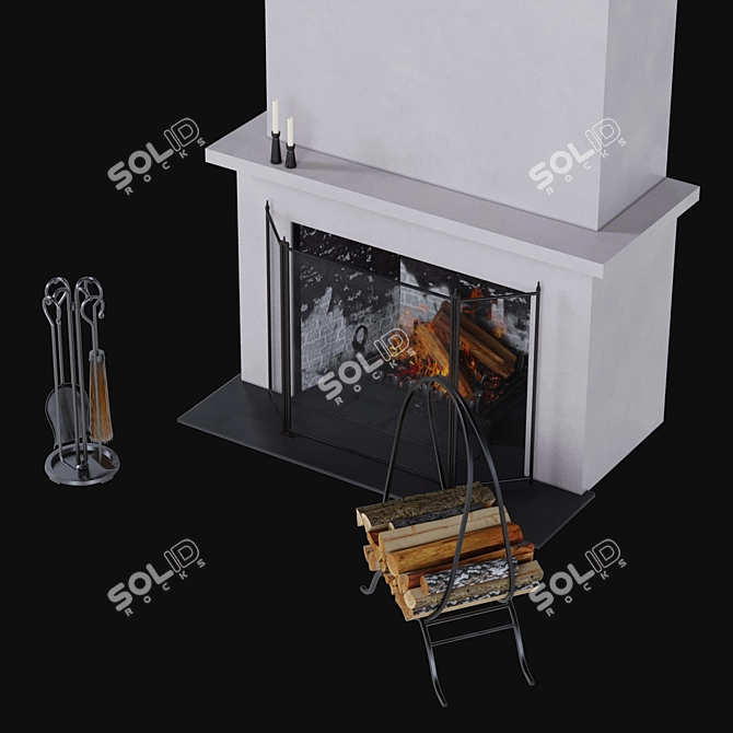 Mediterranean-Style Fireplace Set 3D model image 2