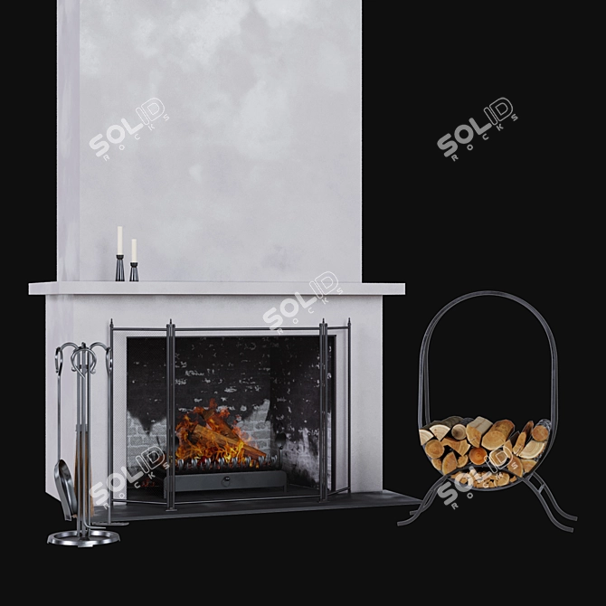 Mediterranean-Style Fireplace Set 3D model image 3