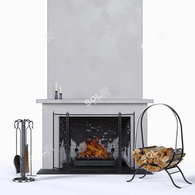 Mediterranean-Style Fireplace Set 3D model image 8