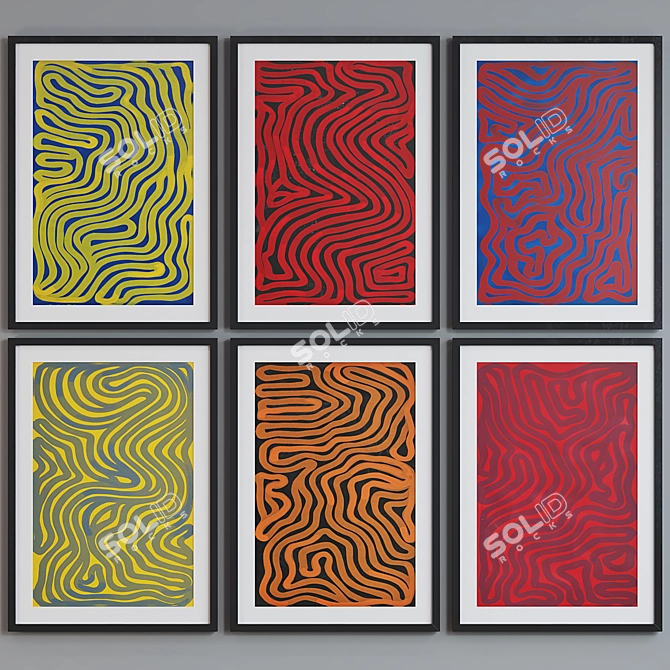 Abstract Labyrinth Picture Frame Set 3D model image 2