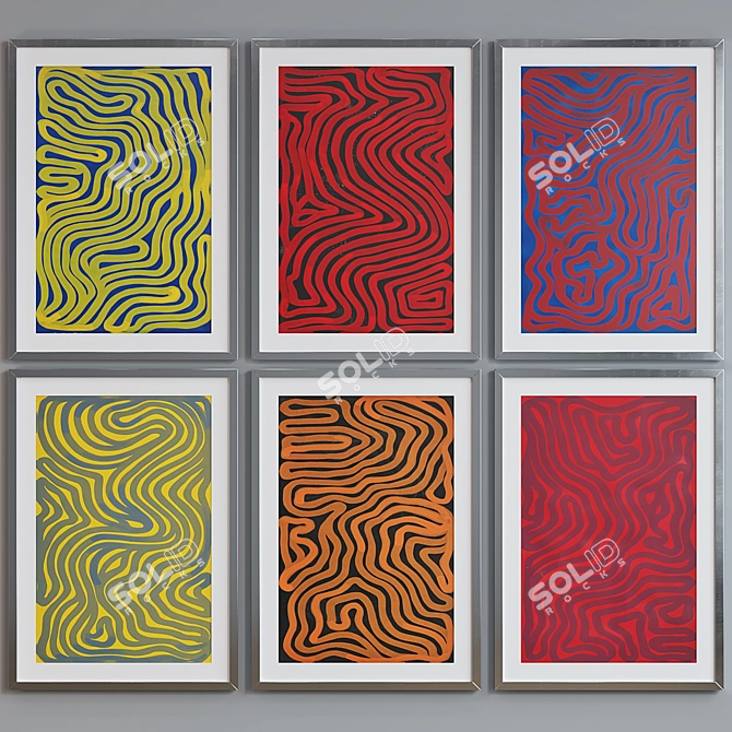 Abstract Labyrinth Picture Frame Set 3D model image 4