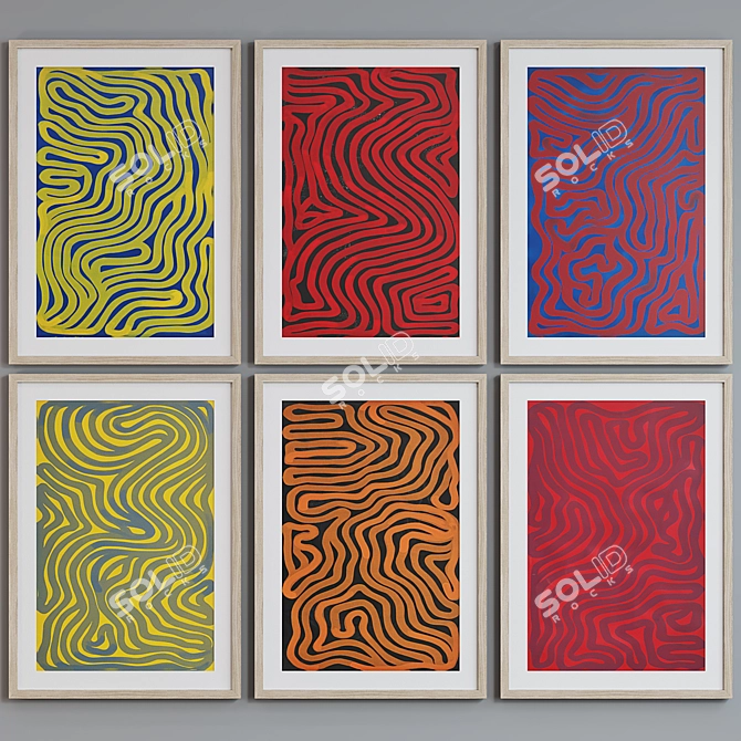 Abstract Labyrinth Picture Frame Set 3D model image 5