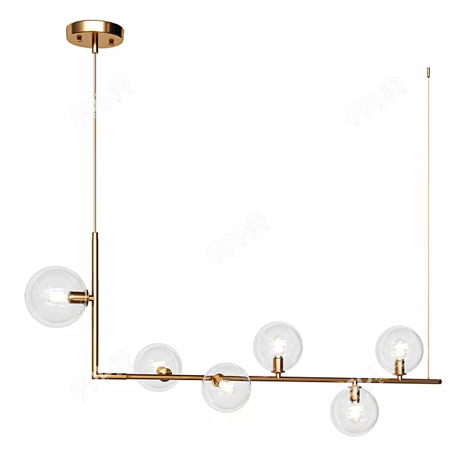 Sleek 6-Light Kitchen Pendant Fixture 3D model image 1