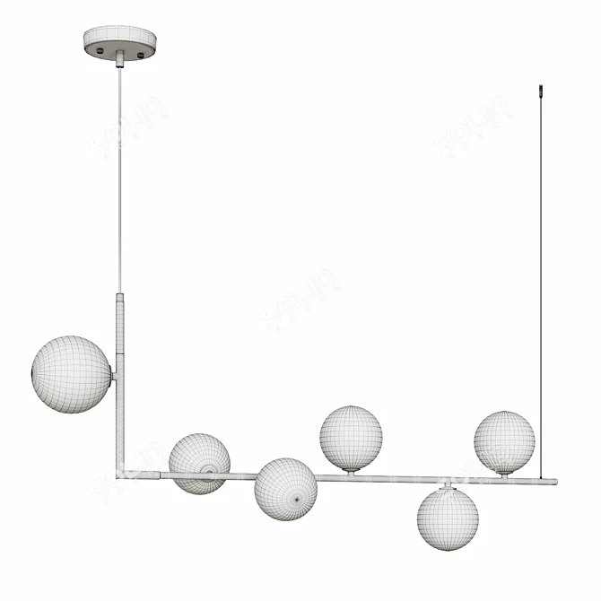 Sleek 6-Light Kitchen Pendant Fixture 3D model image 2