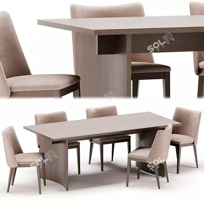 Elegant Dining Set with Louise Chair 3D model image 1