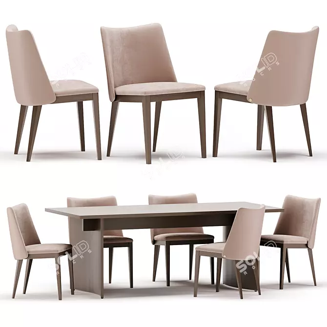 Elegant Dining Set with Louise Chair 3D model image 2